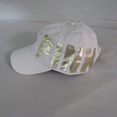 Victoria's Secret "PINK" Cotton Adjustable Hat Cap White/Gold Foil NWOT  eb-36518013